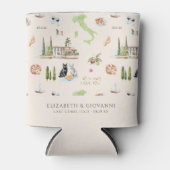 Geïllustreerd Comomeer Italië bruiloft Blikjeskoeler (Voorkant)