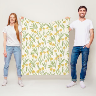 Geïllustreerd geel wild kegel bloem patroon fleece deken