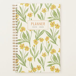 Geïllustreerd geel Wildbloempatroon Planner