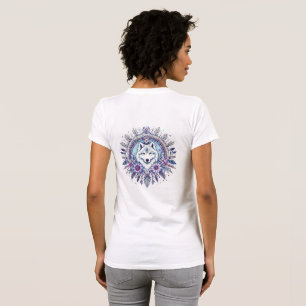 Geïllustreerd gezicht van een witte wolf t-shirt