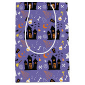 Geïllustreerd Halloween Patroon met paarse Medium Cadeauzakje (Voorkant)