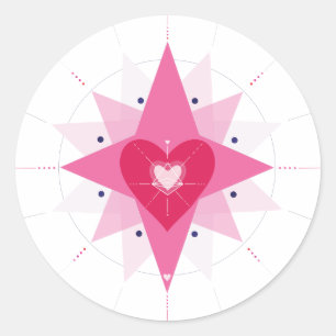 Geïllustreerd Hart Roze Rode Cirkel Sticker