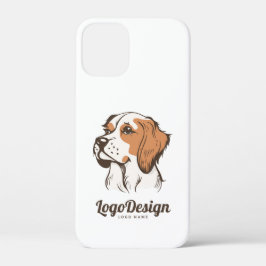 Geïllustreerd hondenlogo met een bruine en witte  iPhone 12 mini hoesje