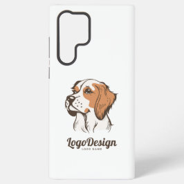 Geïllustreerd hondenlogo met een bruine en witte  samsung galaxy hoesje