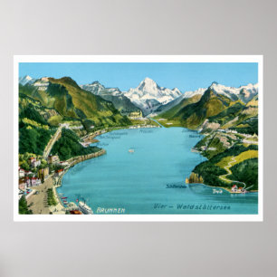 geïllustreerd kaartmeer Lucerne Poster