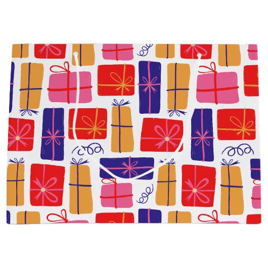 Geïllustreerd kerstcadeau groot cadeauzakje (Voorkant)