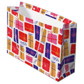 Geïllustreerd kerstcadeau groot cadeauzakje (Voorkant Gekanteld)