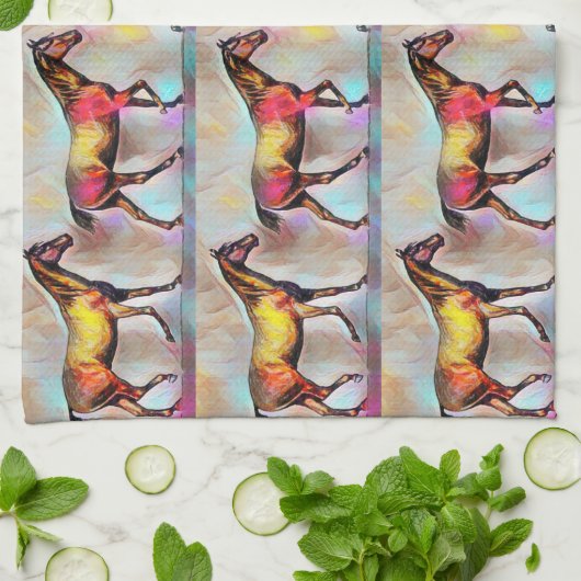 geïllustreerd kleurrijk keukenhanddoek (Gevouwen)