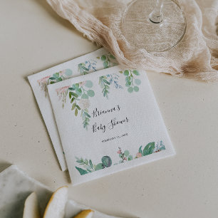 Geïllustreerd kleurrijk tropisch bloemig Baby show Servet