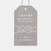 Geïllustreerd knoop-huwelijksgunstlabel - Grijs Cadeaulabel (Voorkant)