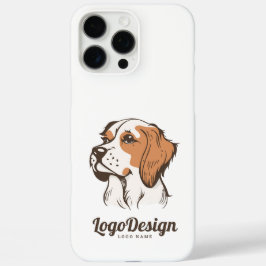 Geïllustreerd logo van een bruine en witte hond iPhone 16 pro max hoesje