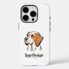 Geïllustreerd logo van een hondenkop in profiel iPhone 16 pro hoesje