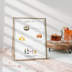 Geïllustreerd op maat Bruiloft Menu Poster