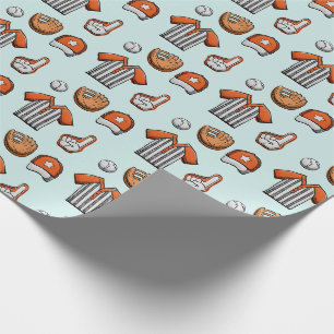 Geïllustreerd patroon van honkbaluitrusting cadeaupapier