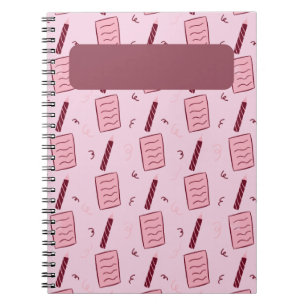 Geïllustreerd potlood en notitiepapierpatroon Roze Notitieboek