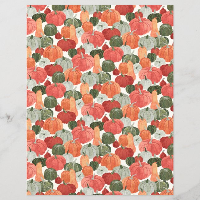 Geïllustreerd Pumpkin Patch Scrapbook Paper (Voorkant)