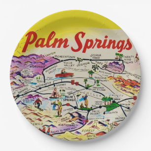 Geïllustreerd Retro Palm Springs  Papieren Bordje