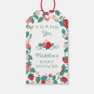 Geïllustreerde aardbeienbessen Sweet Baby shower Cadeaulabel