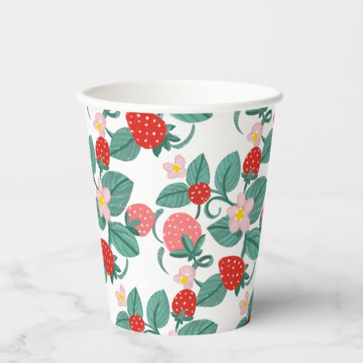 Geïllustreerde aardbeienbessen Sweet Baby shower Papieren Bekers (Voorkant)