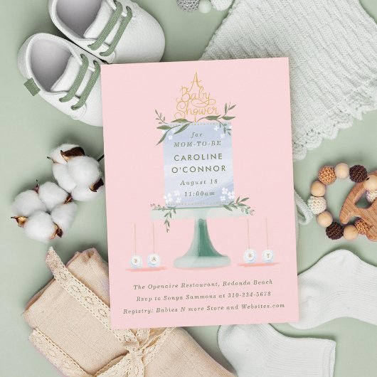 Geïllustreerde Baby showers taart Kaart