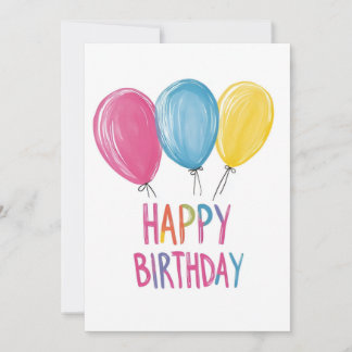 Geïllustreerde ballonnen Happy Birthday Kaart