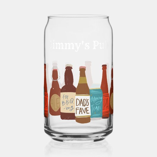 Geïllustreerde bierflessen Papa Vaderdag Blikvorm Glas (Links)