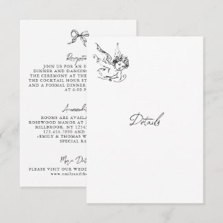 geïllustreerde Black & White Huwelijksdetailskaart RSVP Kaartje