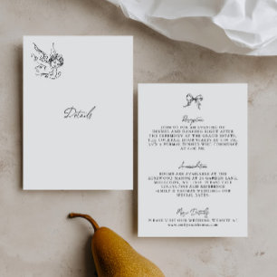 geïllustreerde Black & White Huwelijksdetailskaart RSVP Kaartje