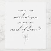 Geïllustreerde bloem zal je mijn bruidsmeisje wijn wijn etiket (Enkel label)