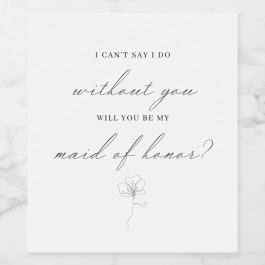 Geïllustreerde bloem zal je mijn bruidsmeisje wijn wijn etiket (Enkel label)