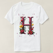 Geïllustreerde bloembrief "I" T-shirt (Design voorkant)