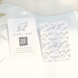 Geïllustreerde botanische initiële QR-code trouw-R Informatiekaartje