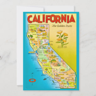 Geïllustreerde California State 5x7 grote ansichtk Bedankkaart