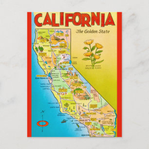 Geïllustreerde Californische staat Briefkaart
