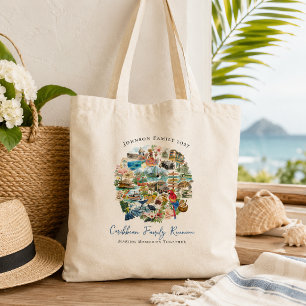 Geïllustreerde Caribische Familie Reünie Boodschap Tote Bag