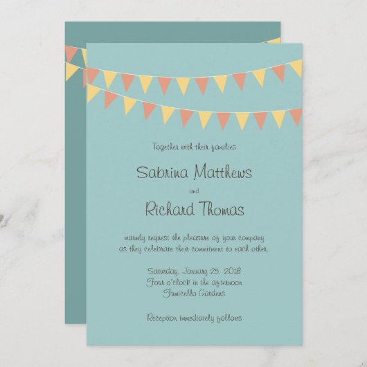 Geïllustreerde Cartoon Paar Portret bruiloft Kaart (Voorkant / Achterkant)