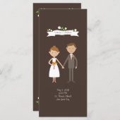 Geïllustreerde Cartoon Paar Portret bruiloft Programma (Voorkant / Achterkant)