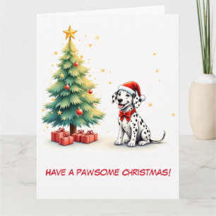 Geïllustreerde Dalmatie en kerstboom Kaart