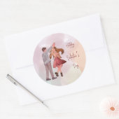 Geïllustreerde Dancing Couple Valentijn's Day Ronde Sticker (Envelop)