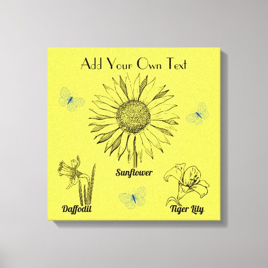 Geïllustreerde gele bloemen canvas afdruk (Voorkant)