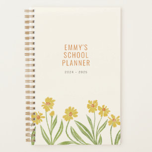 Geïllustreerde  gele wilde bloemen planner