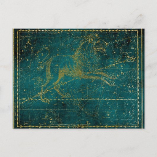  geïllustreerde Green & Gold Lion Star-kaart Briefkaart (Voorkant)