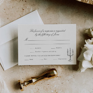 Geïllustreerde grillige bruiloft RSVP kaartje