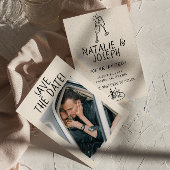 Geïllustreerde Handgeschreven Retro Vreemde Foto H Save The Date