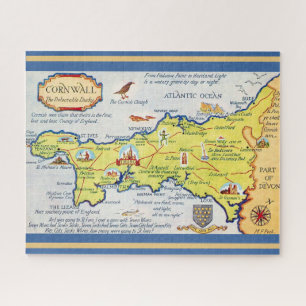 Geïllustreerde kaart 16x20 van Cornwall Engeland Legpuzzel