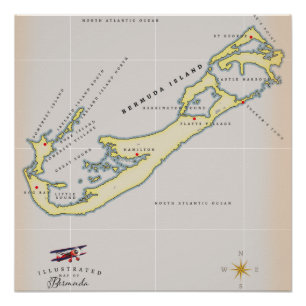 Geïllustreerde kaart van Bermuda Perfect Poster