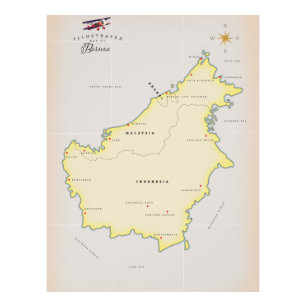 Geïllustreerde kaart van Borneo Foto Afdruk