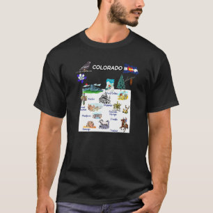 Geïllustreerde kaart van Colorado in de VS met ste T-shirt