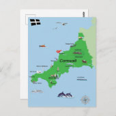 Geïllustreerde kaart van Cornwall (Voorkant / Achterkant)