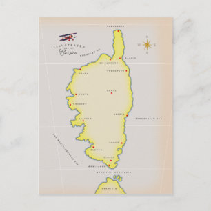 Geïllustreerde kaart van Corsica